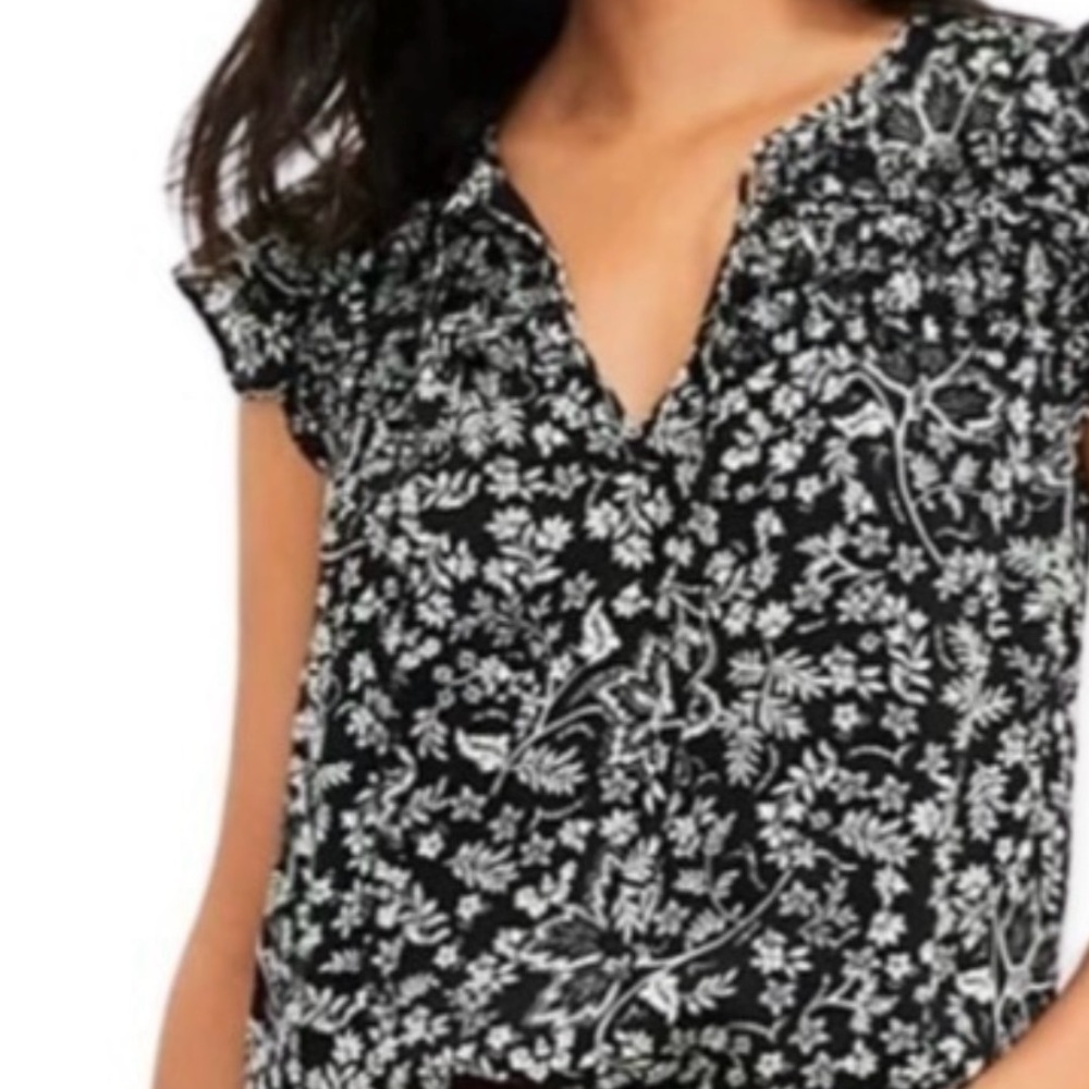 Loft Floral Black and White Women's Top